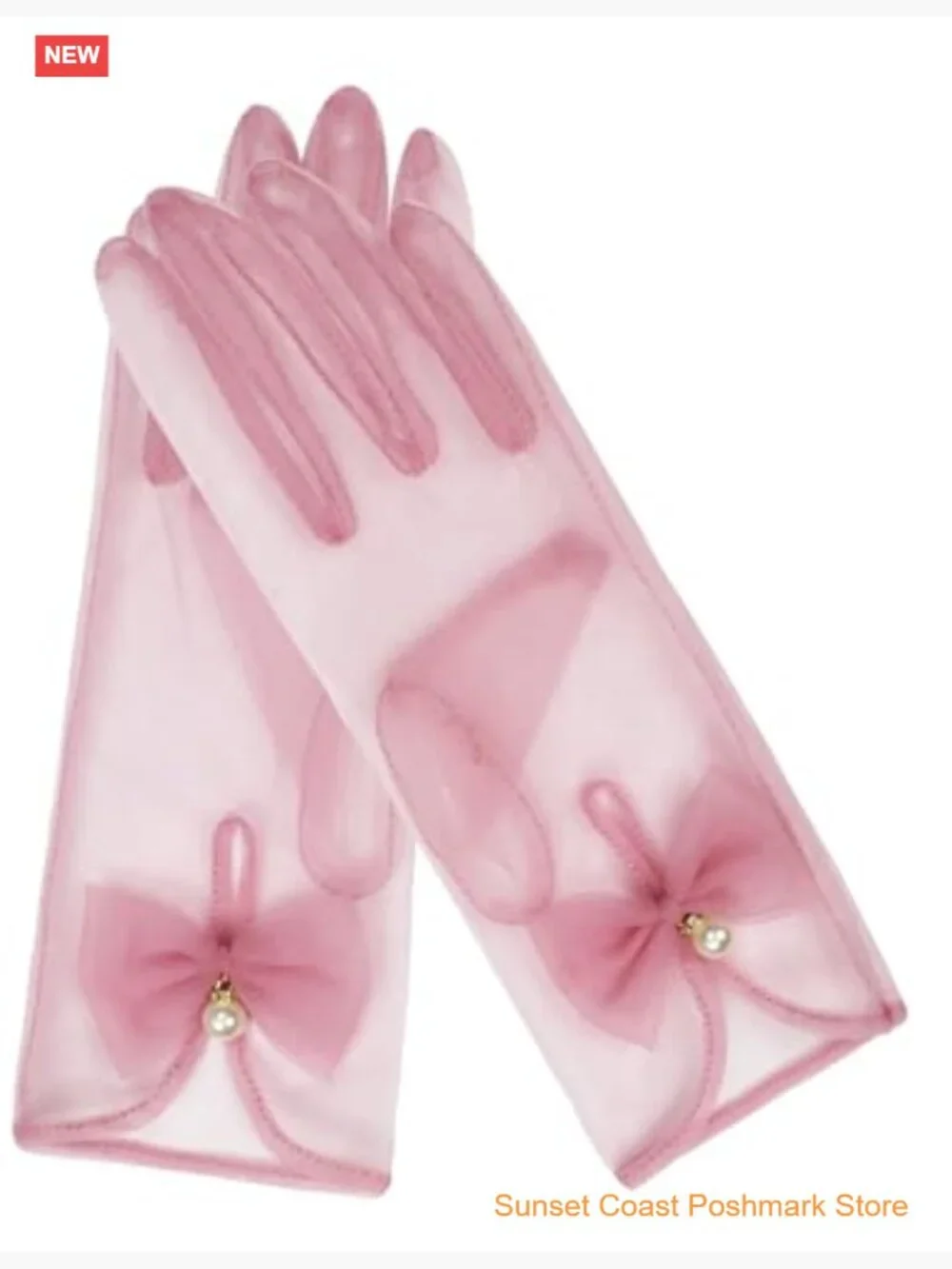 Women's Bow Tea Party Sheer Mesh Opera Gloves - Picture 6 of 6